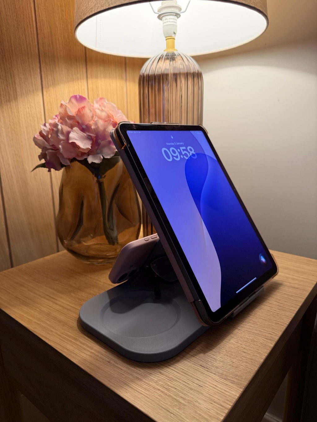 5-In-1 Tablet Stand, Phone Stand, Reading Glasses Slot & Drinks Coaster, Book Page Holder